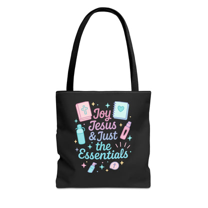 Joyful Essentials Tote Bag for Faith Lovers, Christian Canvas Bag, Unique Gift for Church, Bible Study, Everyday Use, Stylish Carryall