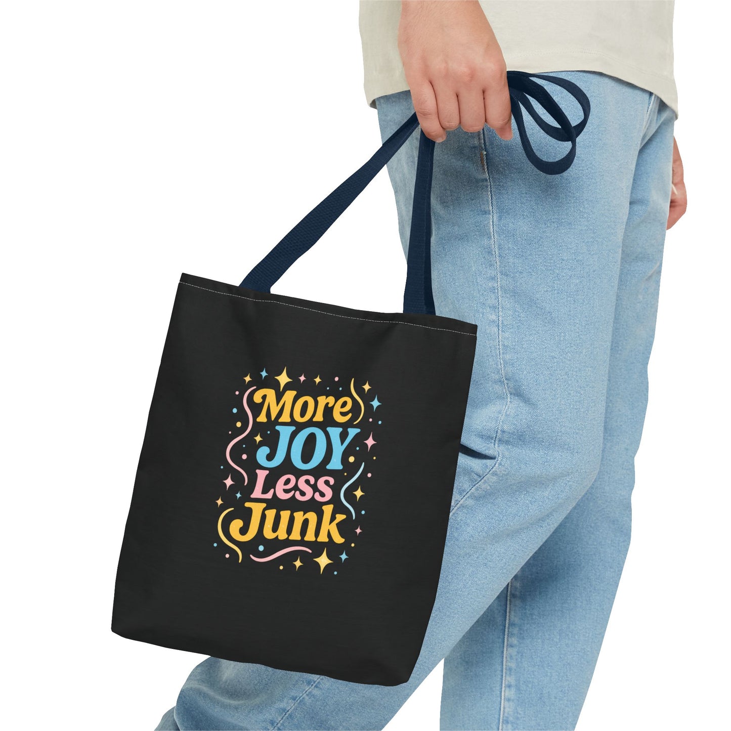 Joyful Tote Bag - More Joy Less Junk, Gift for Friends, Eco-Friendly Shopping Bag, Everyday Use, Inspirational Tote