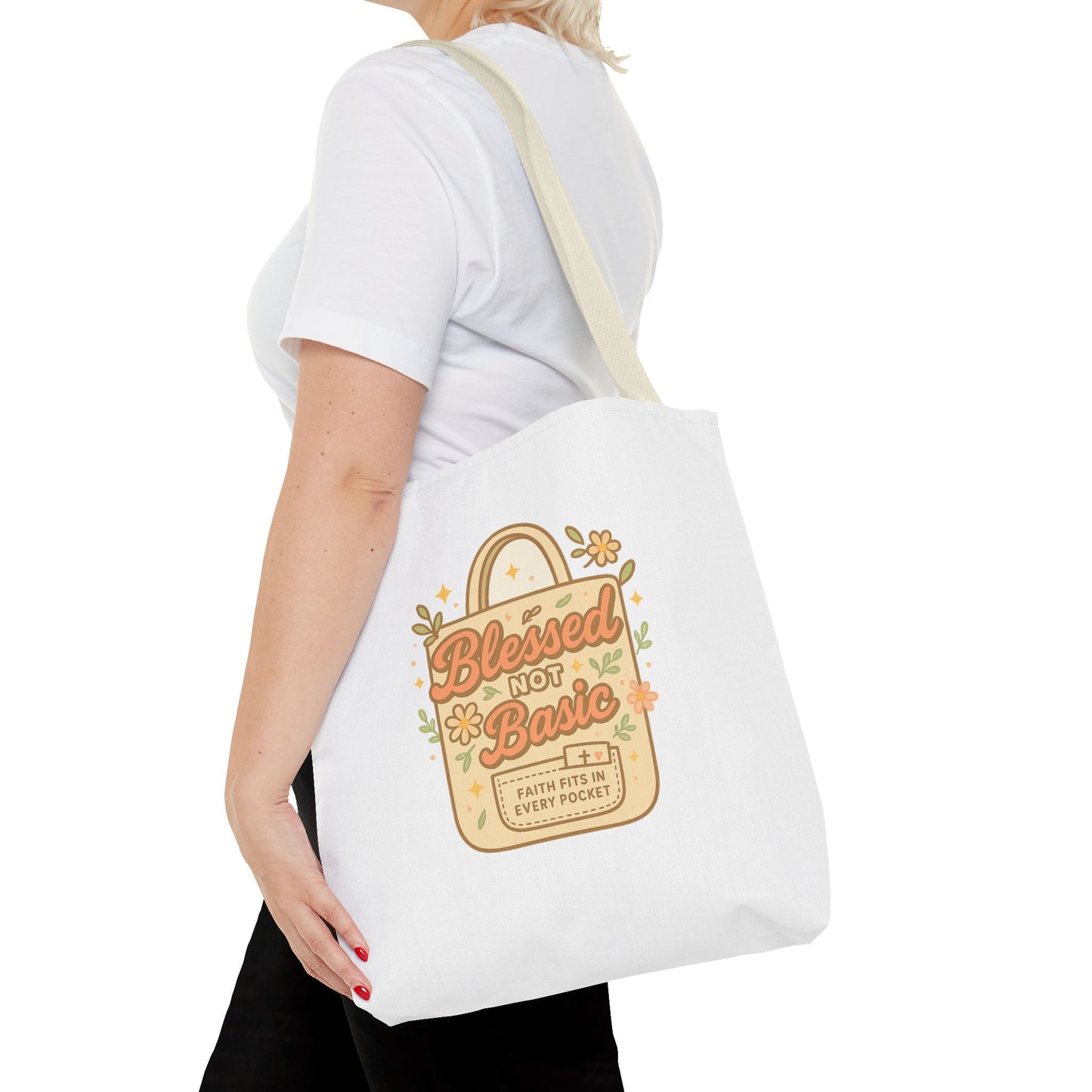 Blessed Not Basic Tote Bag, Trendy Eco-Friendly Canvas