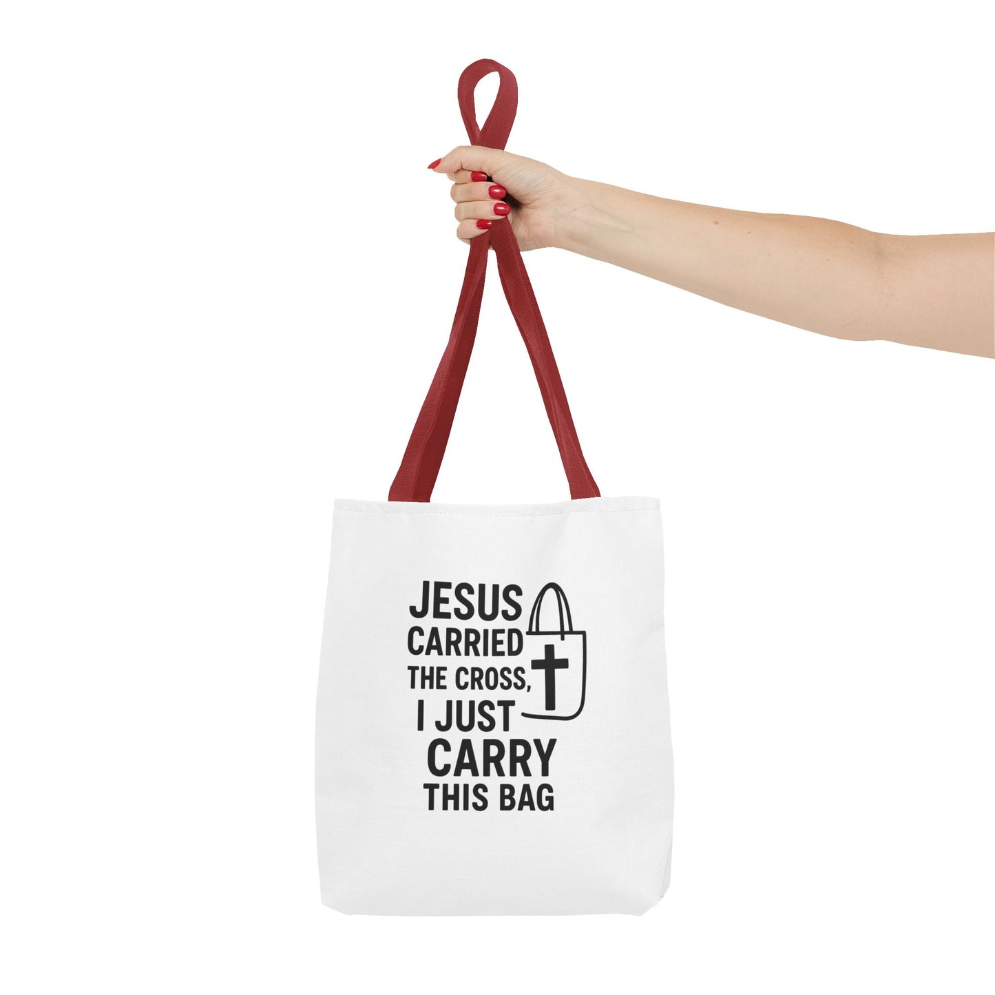 Christian Tote Bag - Jesus Carried the Cross, Everyday Use, Gift for Believers, Church Events, Eco-Friendly Shopping Bag