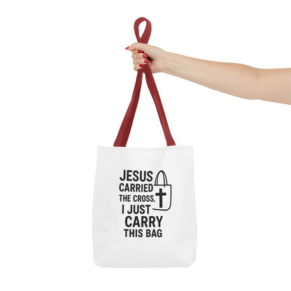 Christian Tote Bag - Jesus Carried the Cross, Everyday Use, Gift for Believers, Church Events, Eco-Friendly Shopping Bag