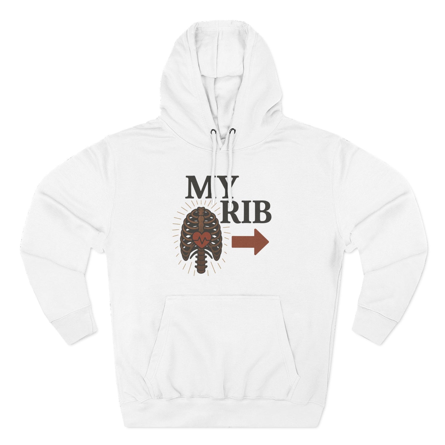 Heartfelt Rib Graphic Hoodie for Couples, Valentine's Day Gift, Matching Sweatshirt, Cozy Fleece, Romantic Style