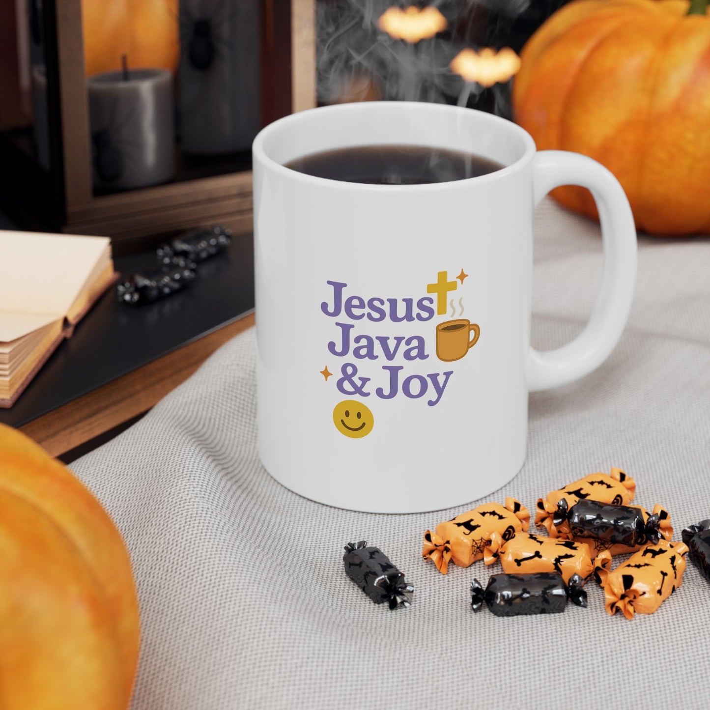 Jesus Java and Joyful Ceramic Mug - Perfect for Coffee Lovers, Gift for Tea Enthusiasts, Fun Kitchen Decor, Birthday Present, Relaxing Moments