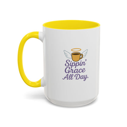 Sippin' Grace All Day Coffee Mug, Cute Coffee Cup, Inspirational Mug, Gift for Coffee Lovers, Perfect for Any Occasion