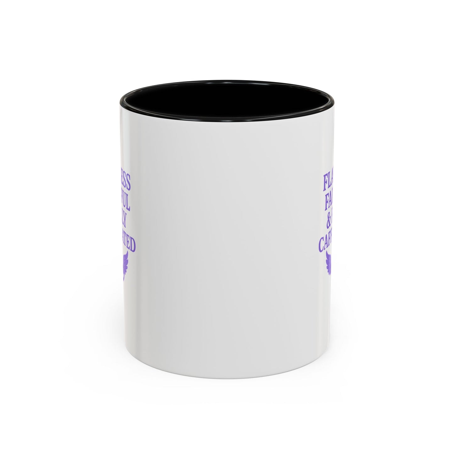 Flawless & Fully Caffeinated Accent Coffee Mug for Faithful Friends, Inspirational Gift, Morning Motivation Cup, Bible Lover's Mug