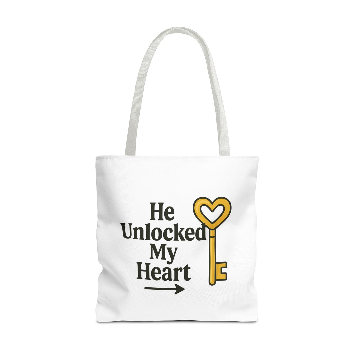 Heart Unlocking Quote Tote Bag, Valentine's Gift, Love Theme, Stylish Shoulder Bag, Perfect for Everyday Use, Cute Fashion Accessory