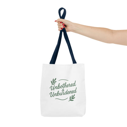 Unbothered & Unburdened Tote Bag, Everyday Tote, Eco-Friendly Bag, Gift for Her, Stylish Shopping Bag, Motivational Tote