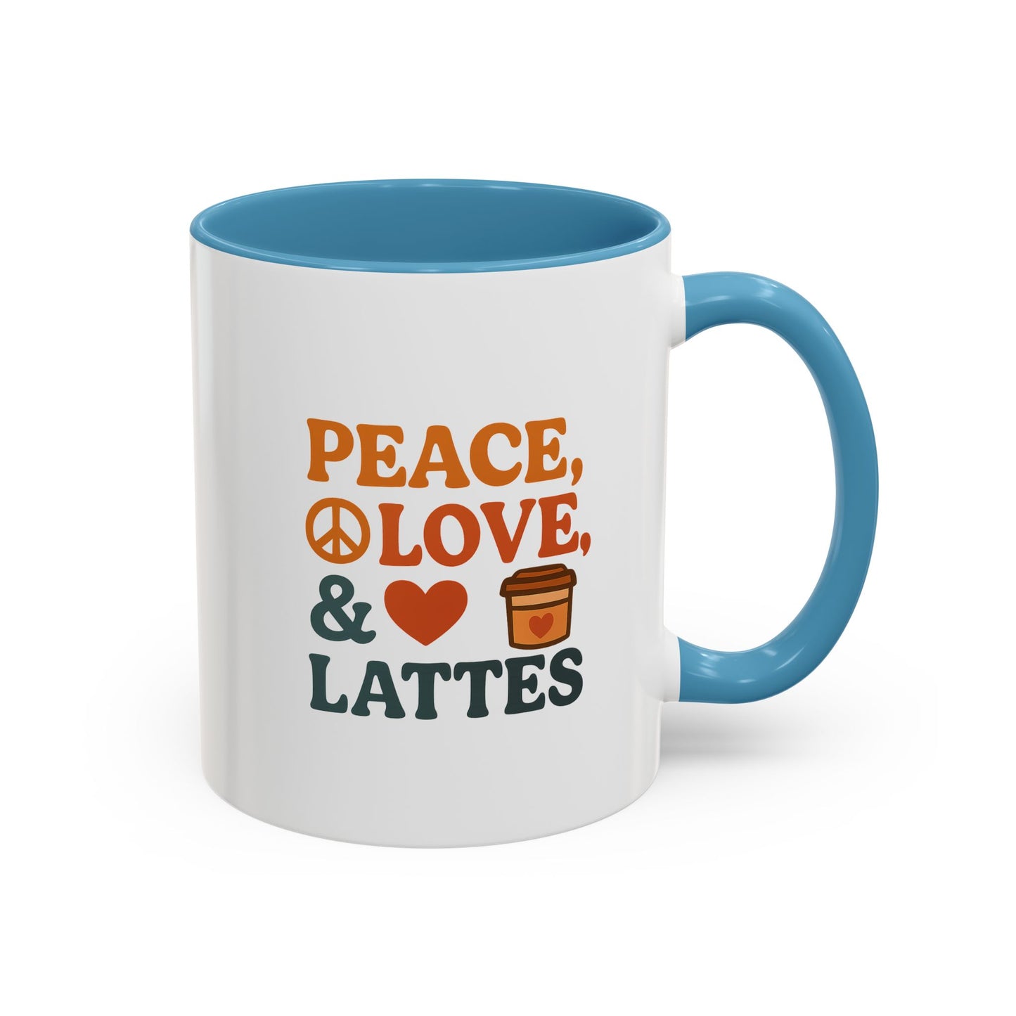 Peace, Love & Lattes Coffee Mug | Accent Mug for Coffee Lovers | Gift for Baristas, Friends, Home Decor, Kitchen Essentials