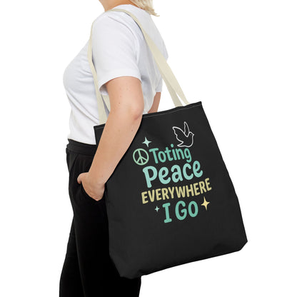 Peace-Themed Tote Bag Empower Your Journey, Eco-Friendly, Shopping, Beach, Gifts, Everyday Use