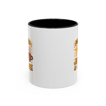 Coffee Lover's Accent Mug - Powered by Jesus & Coffee, Inspirational Drinkware, Christian Gift, Coffee Enthusiast, Religious Mug, [...]