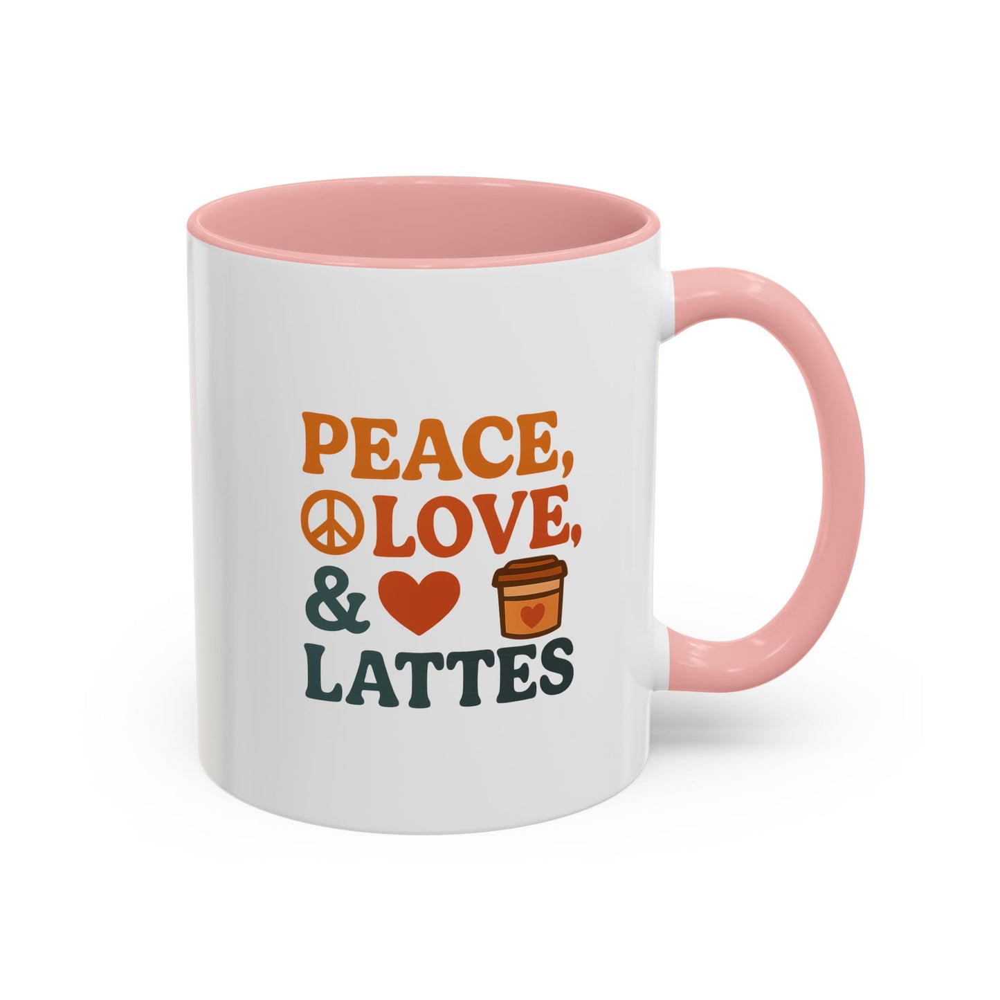 Peace, Love & Lattes Coffee Mug | Accent Mug for Coffee Lovers | Gift for Baristas, Friends, Home Decor, Kitchen Essentials