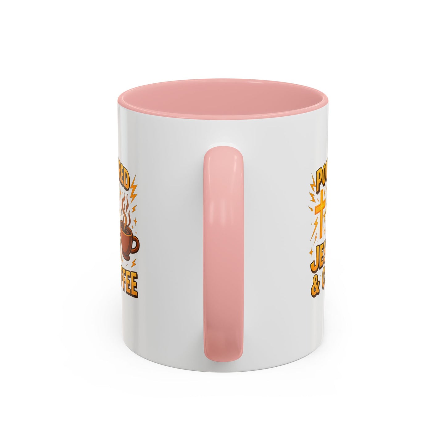Coffee Lover's Accent Mug - Powered by Jesus & Coffee, Inspirational Drinkware, Christian Gift, Coffee Enthusiast, Religious Mug, [...]