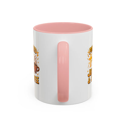 Coffee Lover's Accent Mug - Powered by Jesus & Coffee, Inspirational Drinkware, Christian Gift, Coffee Enthusiast, Religious Mug, [...]