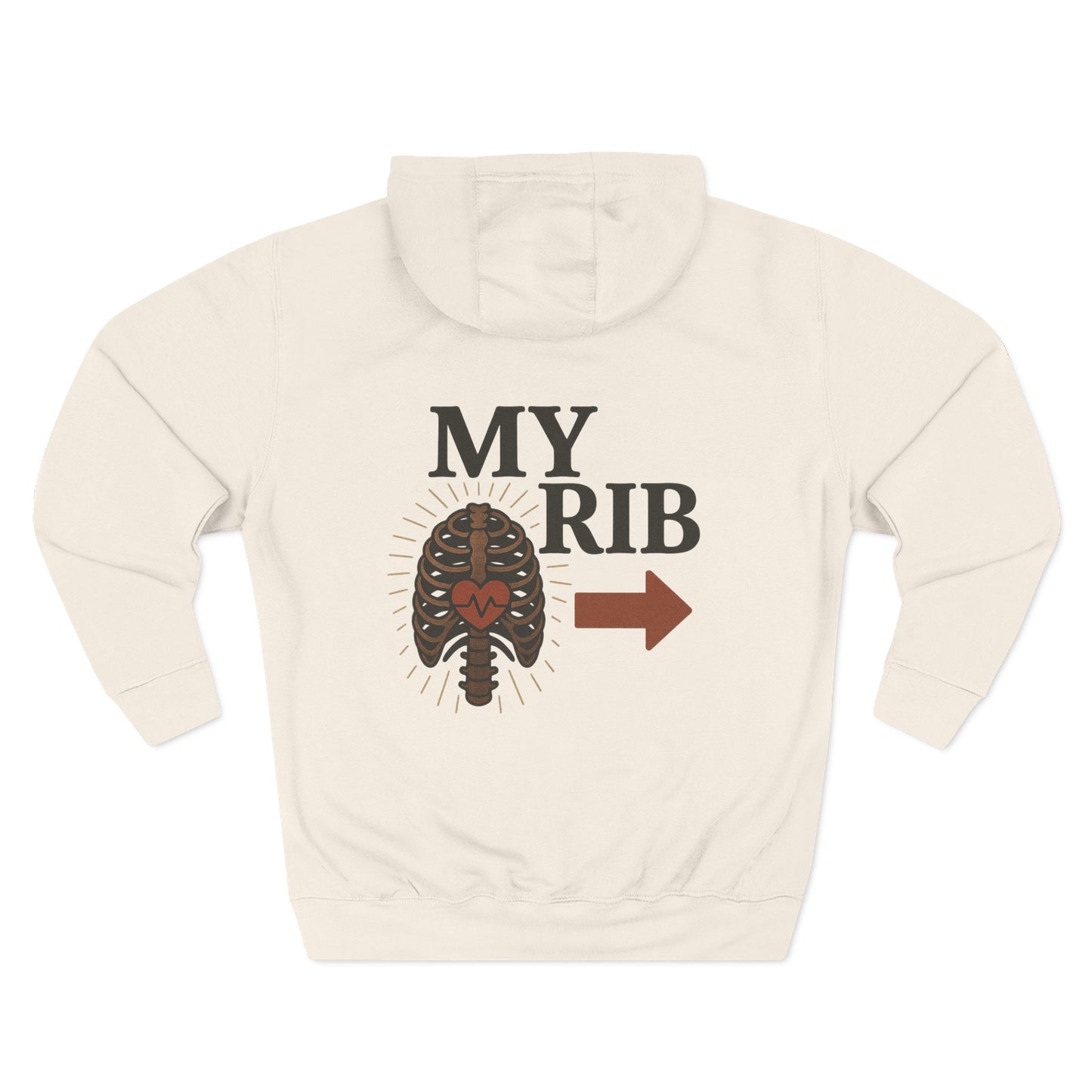 Heartfelt Rib Graphic Hoodie for Couples, Valentine's Day Gift, Matching Sweatshirt, Cozy Fleece, Romantic Style