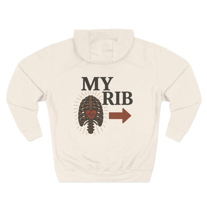 Heartfelt Rib Graphic Hoodie for Couples, Valentine's Day Gift, Matching Sweatshirt, Cozy Fleece, Romantic Style
