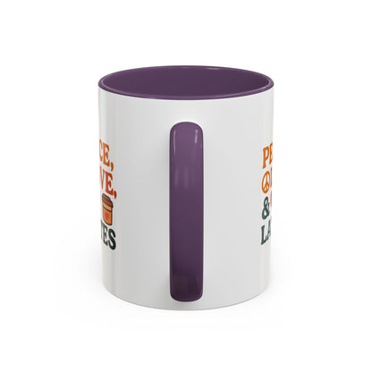 Peace, Love & Lattes Coffee Mug | Accent Mug for Coffee Lovers | Gift for Baristas, Friends, Home Decor, Kitchen Essentials