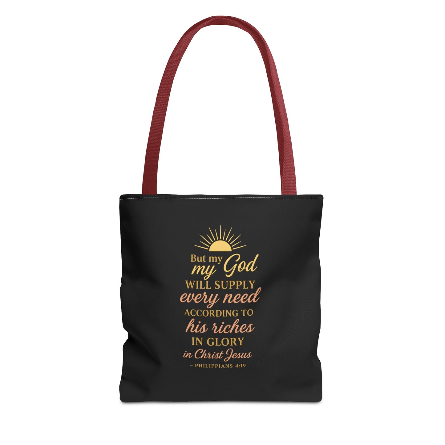 Faith-Inspired Tote Bag: 'God Will Supply Every Need', Christian Gift, AOP Bag for Church, Casual Outings, Inspirational Accessory