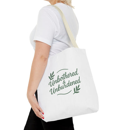 Unbothered & Unburdened Tote Bag, Everyday Tote, Eco-Friendly Bag, Gift for Her, Stylish Shopping Bag, Motivational Tote