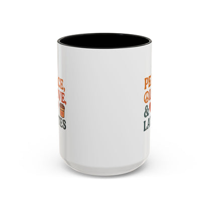 Peace, Love & Lattes Coffee Mug | Accent Mug for Coffee Lovers | Gift for Baristas, Friends, Home Decor, Kitchen Essentials