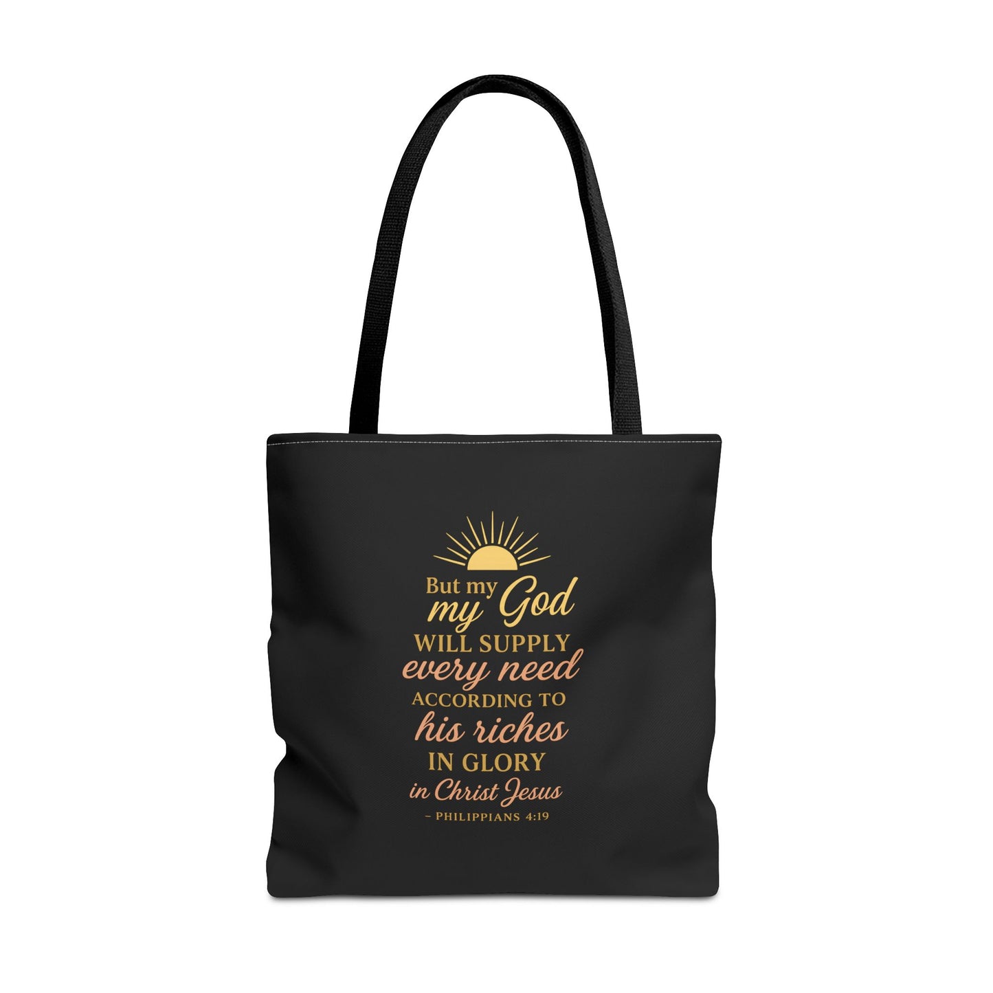 Faith-Inspired Tote Bag: 'God Will Supply Every Need', Christian Gift, AOP Bag for Church, Casual Outings, Inspirational Accessory