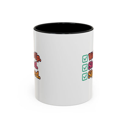 Woke Up Slayed Sipped Coffee Mug, Motivational Mug Gift, Fun Coffee Cup, Inspirational Office Mug, Morning Routine Mug