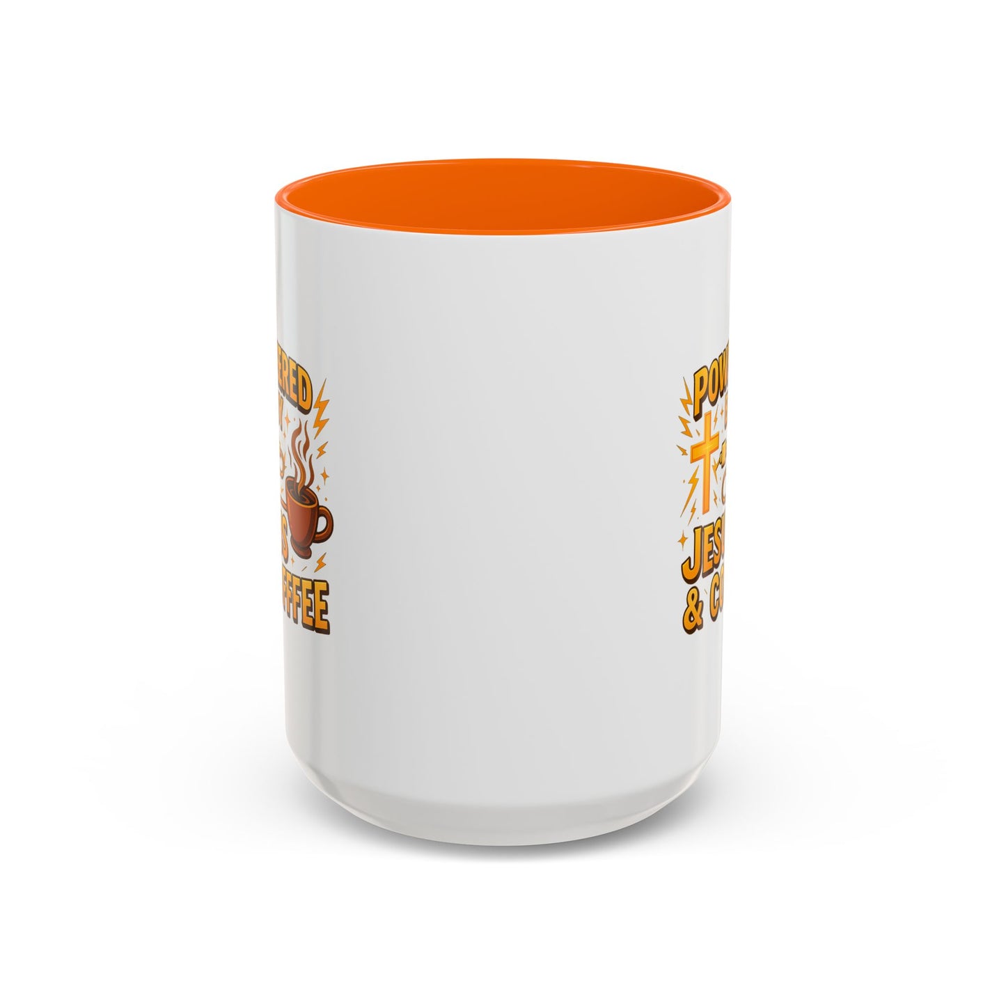 Coffee Lover's Accent Mug - Powered by Jesus & Coffee, Inspirational Drinkware, Christian Gift, Coffee Enthusiast, Religious Mug, [...]