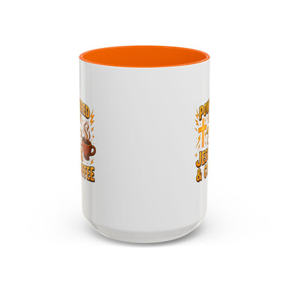 Coffee Lover's Accent Mug - Powered by Jesus & Coffee, Inspirational Drinkware, Christian Gift, Coffee Enthusiast, Religious Mug, [...]