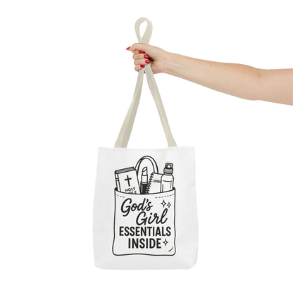 God's Girl Essentials Tote Bag | Motivational Bag for Women, Christian Gifts, Spiritual Tote, Everyday Purse, Faith-Inspired Accessory