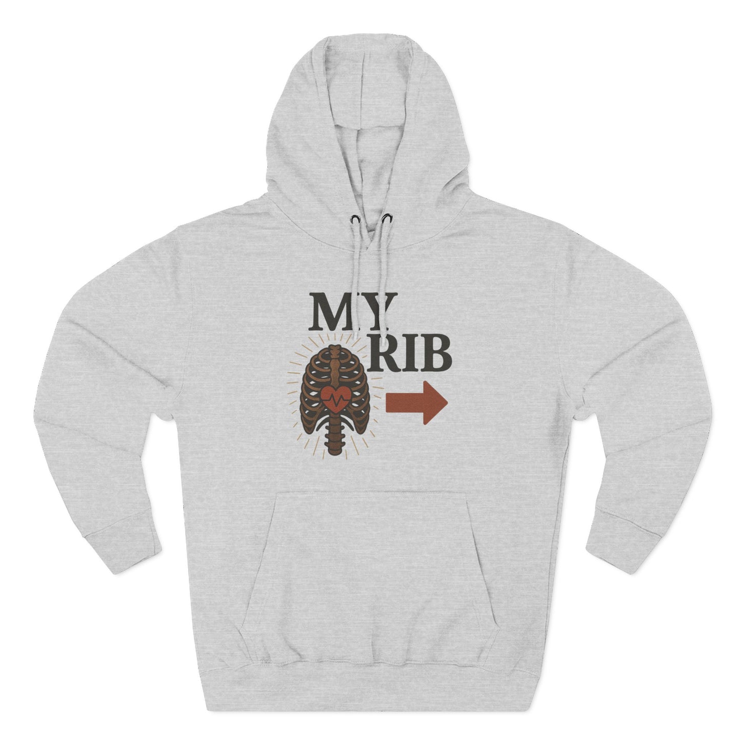 Heartfelt Rib Graphic Hoodie for Couples, Valentine's Day Gift, Matching Sweatshirt, Cozy Fleece, Romantic Style