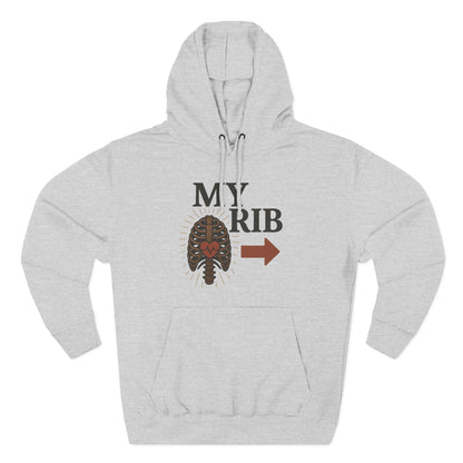 Heartfelt Rib Graphic Hoodie for Couples, Valentine's Day Gift, Matching Sweatshirt, Cozy Fleece, Romantic Style