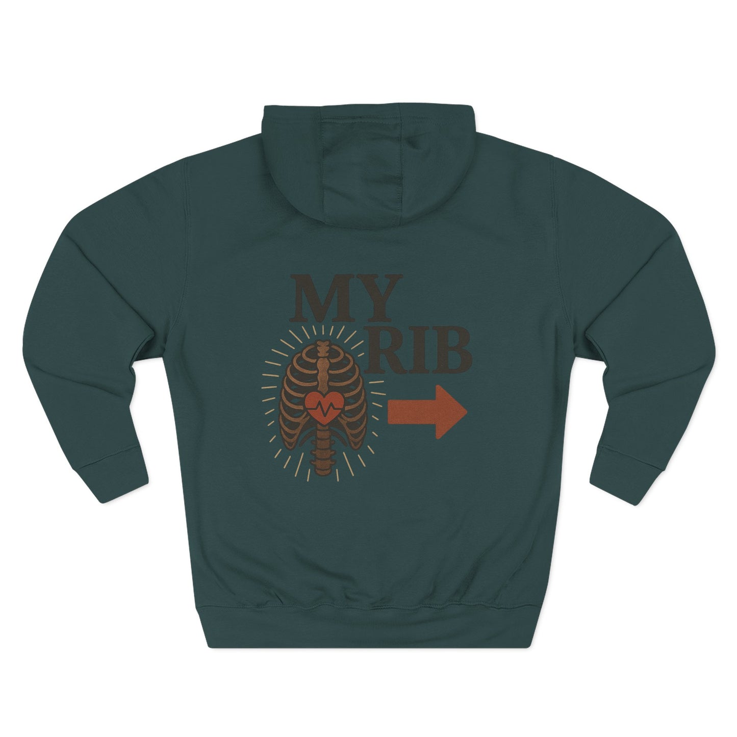 Heartfelt Rib Graphic Hoodie for Couples, Valentine's Day Gift, Matching Sweatshirt, Cozy Fleece, Romantic Style