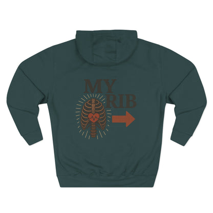 Heartfelt Rib Graphic Hoodie for Couples, Valentine's Day Gift, Matching Sweatshirt, Cozy Fleece, Romantic Style
