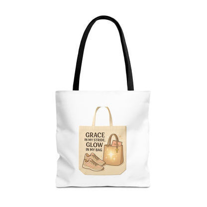Chic Inspirational Tote Bag, Grace in My Stride Glow in My Bag, Motivational Gift, Daily Use, Eco-Friendly Shopping Bag, Trendy Handbag