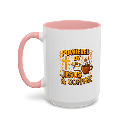 Coffee Lover's Accent Mug - Powered by Jesus & Coffee, Inspirational Drinkware, Christian Gift, Coffee Enthusiast, Religious Mug, [...]