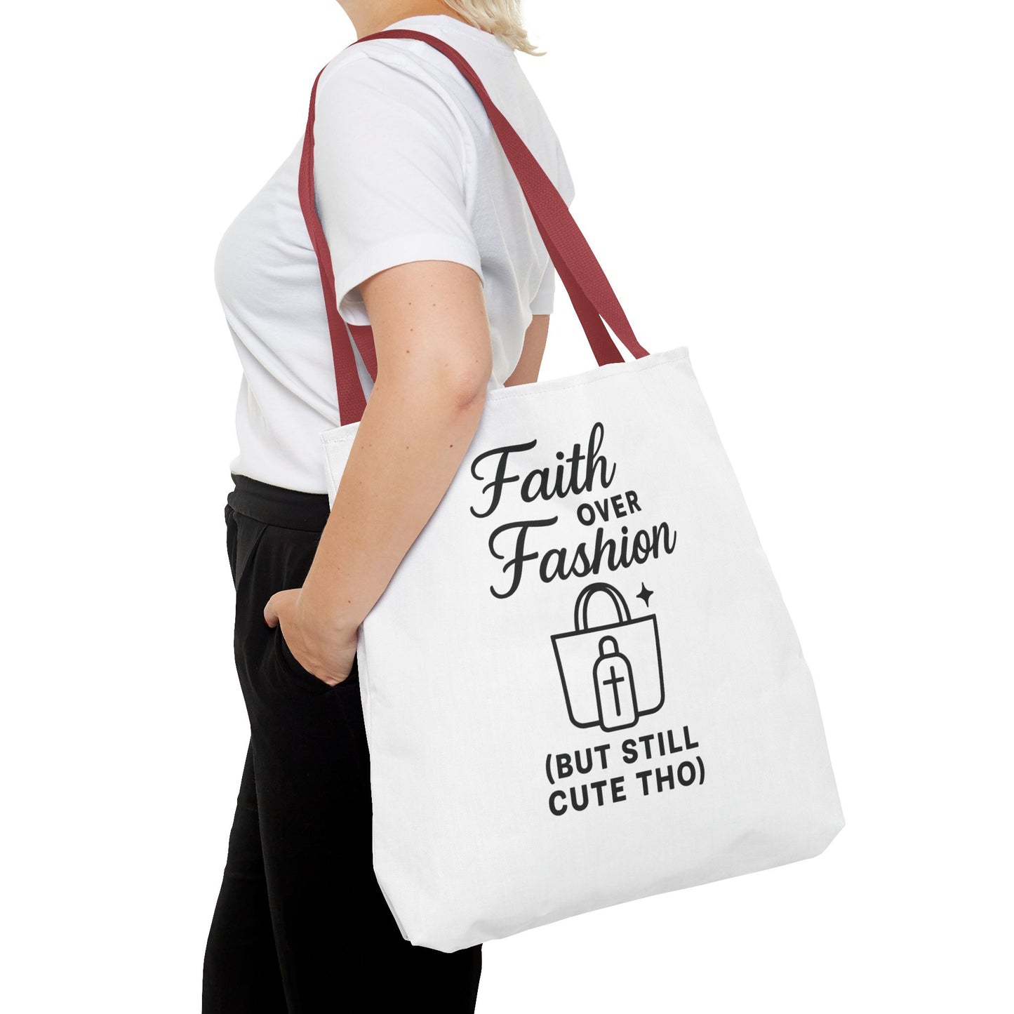Faith Over Fashion Tote Bag - Stylish Everyday Carry, Eco-Friendly Shopping Bag, Gift for Fashion Lovers, Christian Tote, Positive Vibes