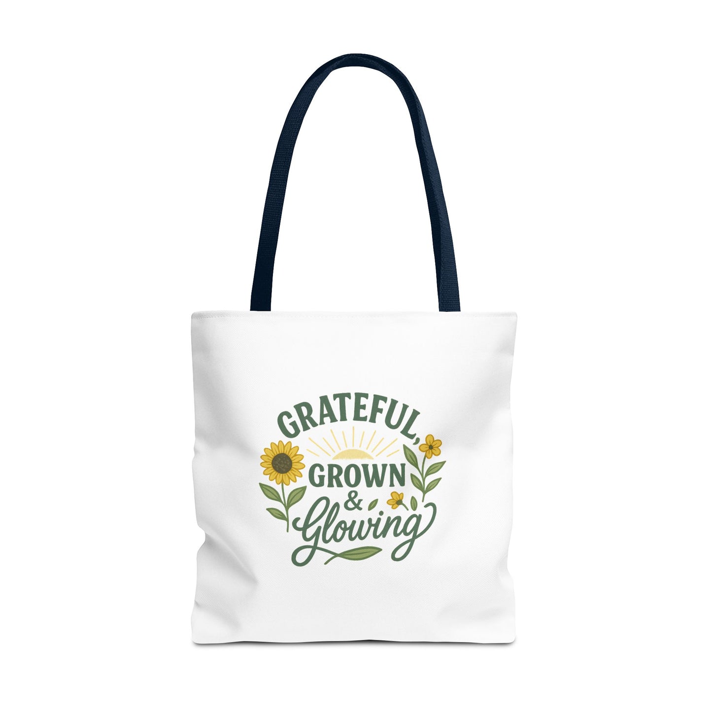 Grateful & Growing Tote Bag, Inspirational Gift, Eco-Friendly Shopper, Floral Design, Sunflower Tote, Everyday Use, Life's Little Joys