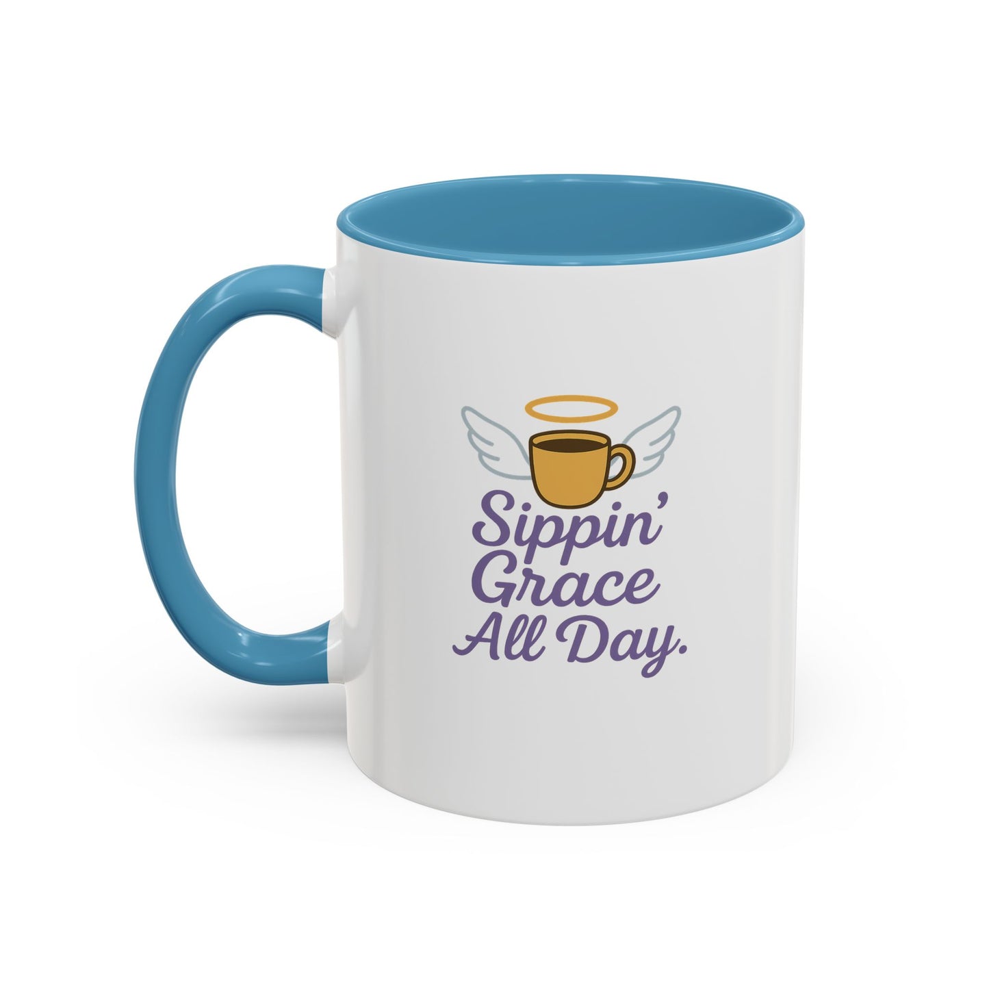 Sipping Grace Accent Coffee Mug | Stylish Gift for Coffee Lovers, Inspirational Mug, Office Décor, Unique Funny Coffee Cup