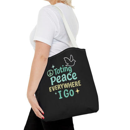 Peace-Themed Tote Bag Empower Your Journey, Eco-Friendly, Shopping, Beach, Gifts, Everyday Use