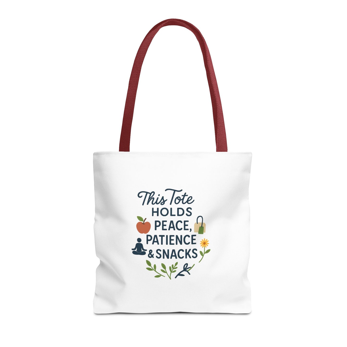 Peace, Patience & Snacks Tote Bag | Eco-Friendly Shopper, Gift for Friends, Beach Tote, Daily Carryall, Motivational Bag