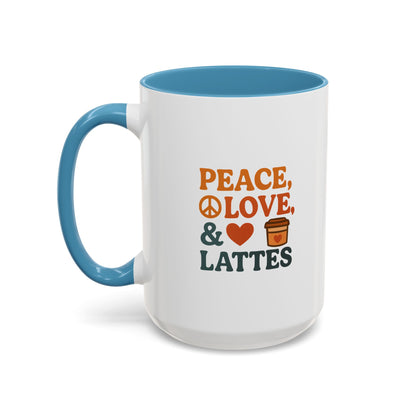 Peace, Love & Lattes Coffee Mug | Accent Mug for Coffee Lovers | Gift for Baristas, Friends, Home Decor, Kitchen Essentials