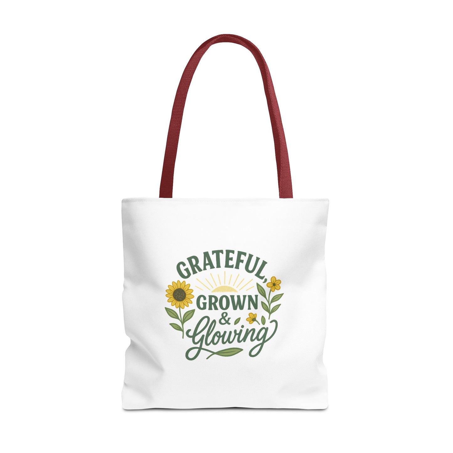 Grateful & Growing Tote Bag, Inspirational Gift, Eco-Friendly Shopper, Floral Design, Sunflower Tote, Everyday Use, Life's Little Joys