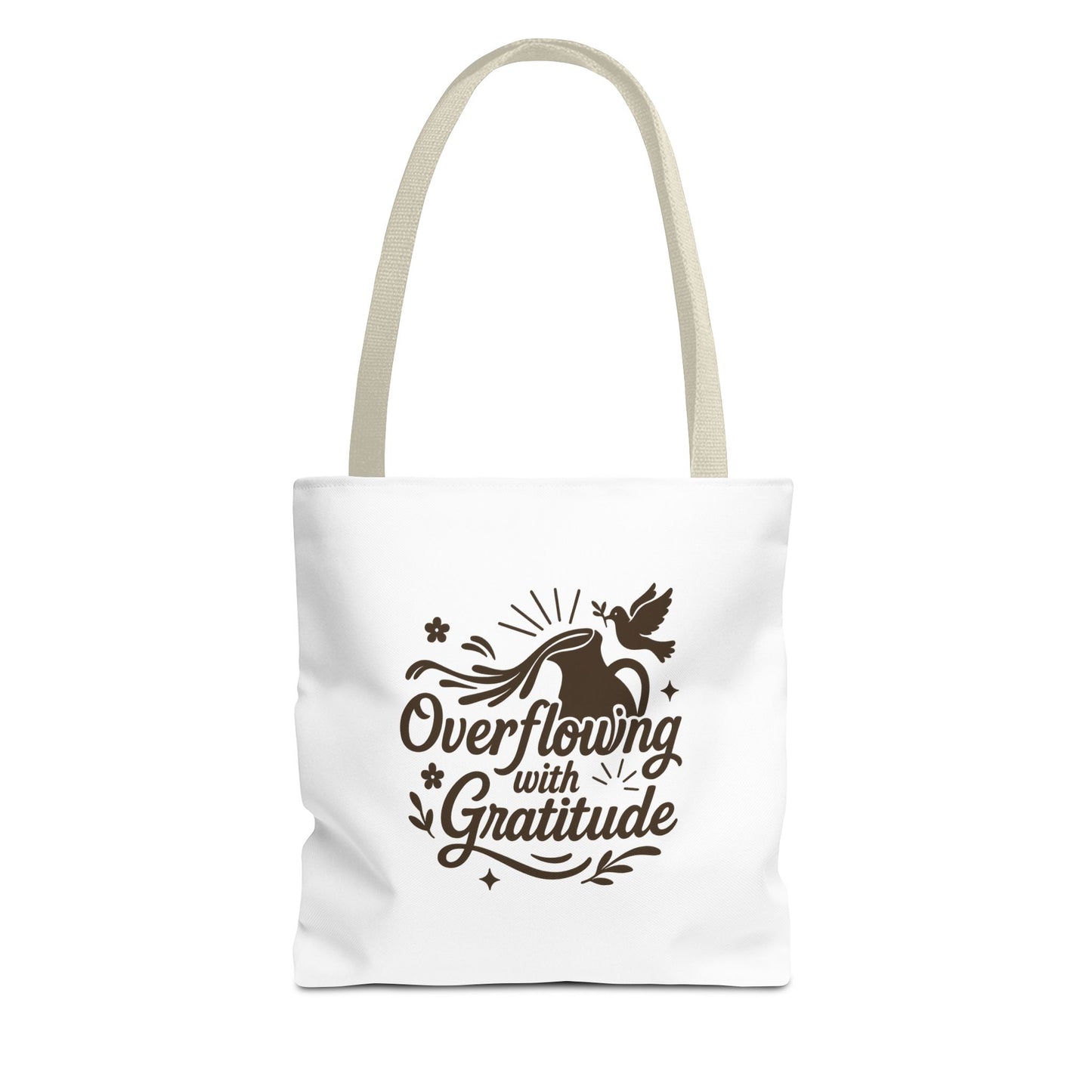Overflowing with Gratitude Tote Bag - Eco-Friendly, Reusable Shopping Bag, Gift for Friends, Thank You Gift, Inspirational Design