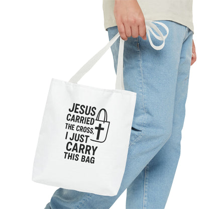 Christian Tote Bag - Jesus Carried the Cross, Everyday Use, Gift for Believers, Church Events, Eco-Friendly Shopping Bag