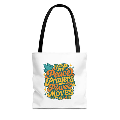 Peace Prayers Power Moves Tote Bag - Eco-Friendly Reusable Shopping Bag, Gift for Spiritual Friends, Motivational Gift, Stylish [...]