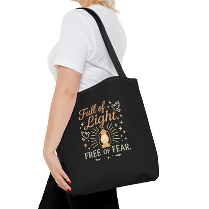 Full of Light Tote Bag | Inspirational Eco-Friendly Bag, Gift for Yoga Lovers, Spiritual Tote, Mindfulness, Fearless Accessory