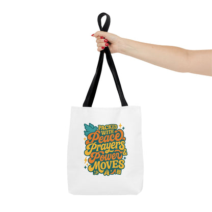 Peace Prayers Power Moves Tote Bag - Eco-Friendly Reusable Shopping Bag, Gift for Spiritual Friends, Motivational Gift, Stylish [...]