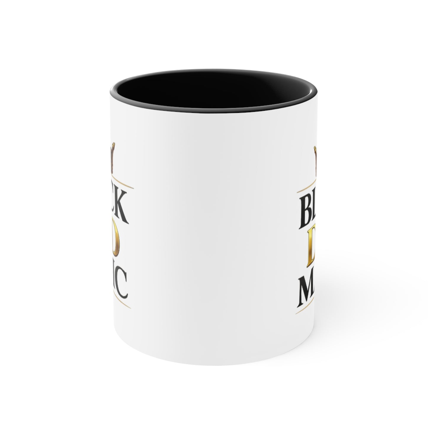 Black Dad Magic Accent Mug — Pink Interior & Handle, Crown Graphic