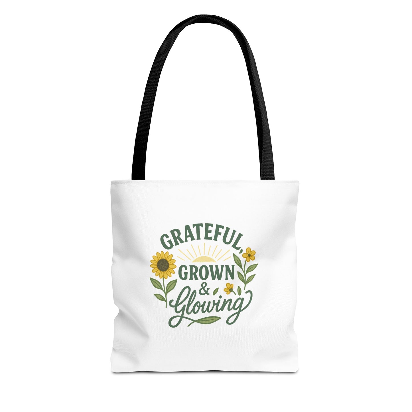 Grateful & Growing Tote Bag, Inspirational Gift, Eco-Friendly Shopper, Floral Design, Sunflower Tote, Everyday Use, Life's Little Joys