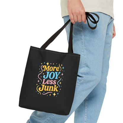 Joyful Tote Bag - More Joy Less Junk, Gift for Friends, Eco-Friendly Shopping Bag, Everyday Use, Inspirational Tote