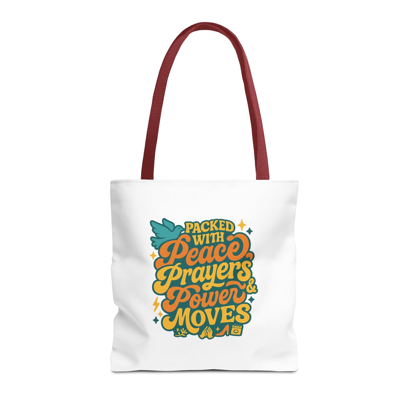 Peace Prayers Power Moves Tote Bag - Eco-Friendly Reusable Shopping Bag, Gift for Spiritual Friends, Motivational Gift, Stylish [...]